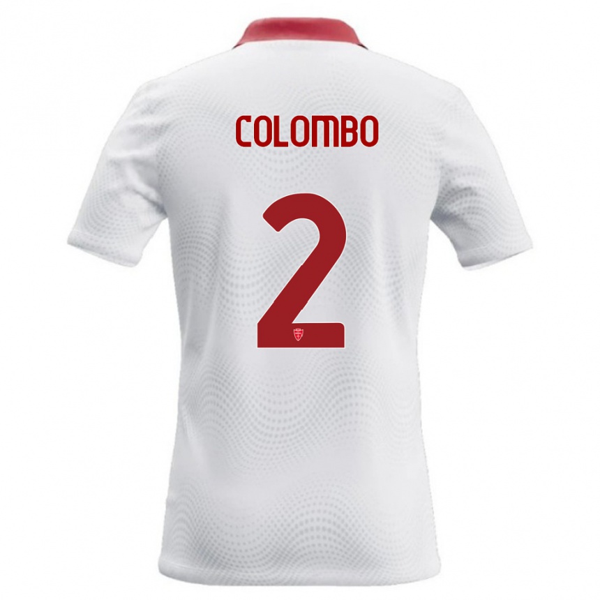 נשים כדורגל Davide Colombo #2 לבן אדום הרחק ג'רזי 2026/27