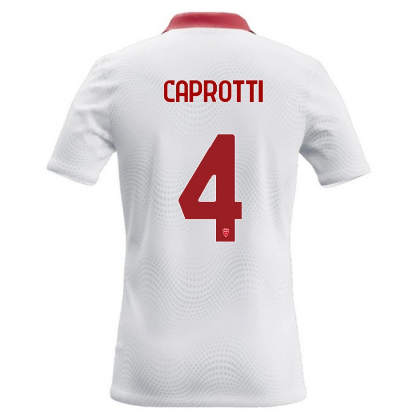 נשים כדורגל Carlo Caprotti #4 לבן אדום הרחק ג'רזי 2026/27