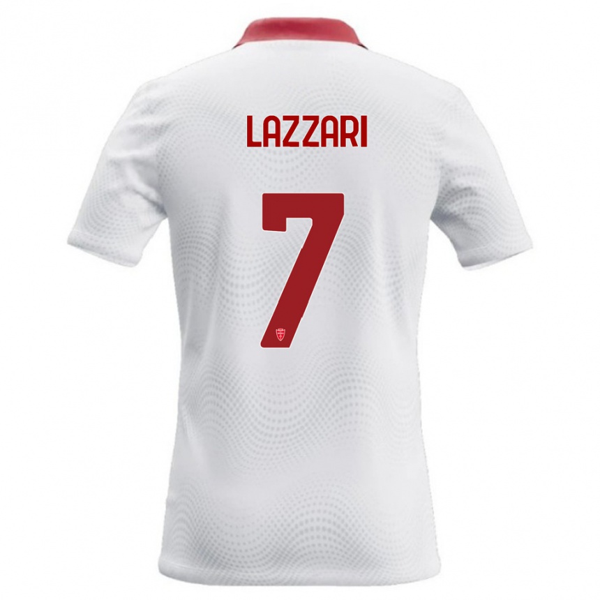 נשים כדורגל Matteo Lazzari #7 לבן אדום הרחק ג'רזי 2026/27