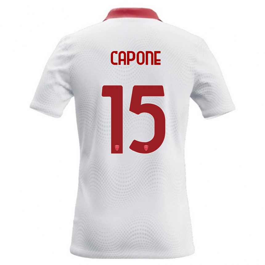 נשים כדורגל Edoardo Capone #15 לבן אדום הרחק ג'רזי 2026/27
