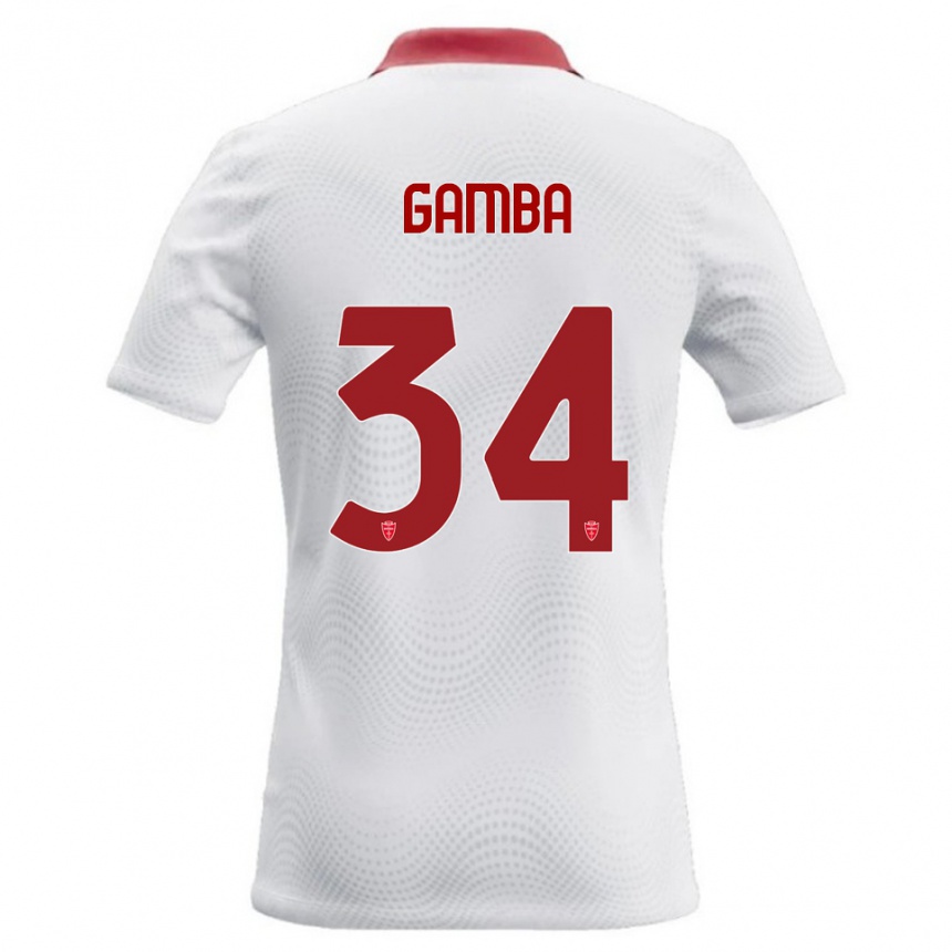 נשים כדורגל Alberto Gamba #34 לבן אדום הרחק ג'רזי 2026/27