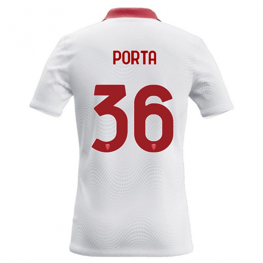 נשים כדורגל Matteo Porta #36 לבן אדום הרחק ג'רזי 2026/27