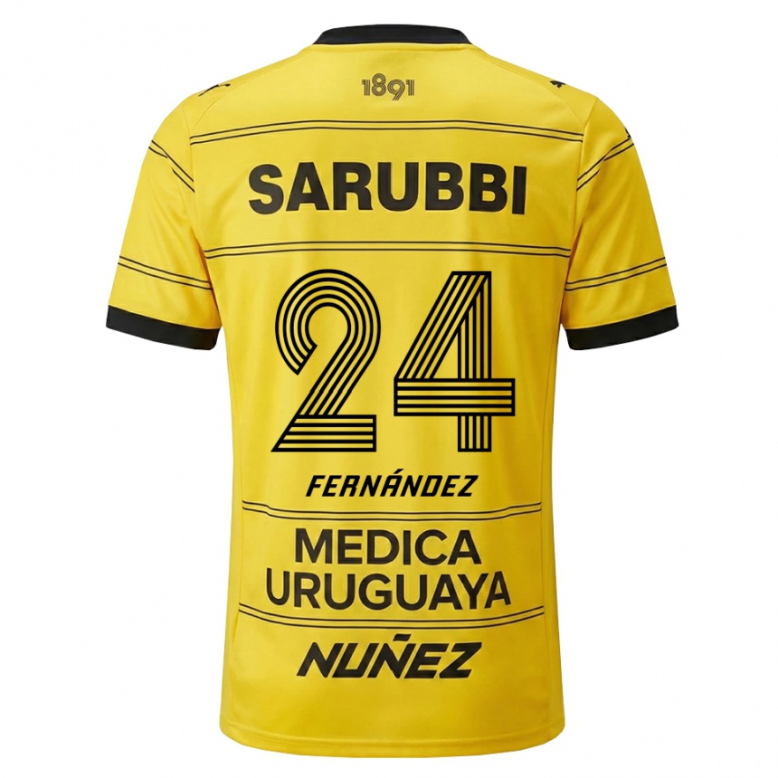 נשים כדורגל Faustino Fernández #24 צהוב שחור הרחק ג'רזי 2026/27