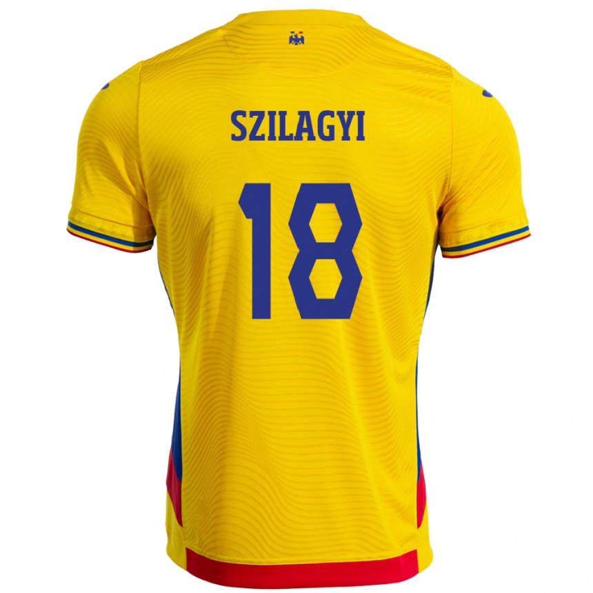 ילדים כדורגל רומניה Szabolcs Szilágyi #18 צהוב ג'רזי ביתית 24-26