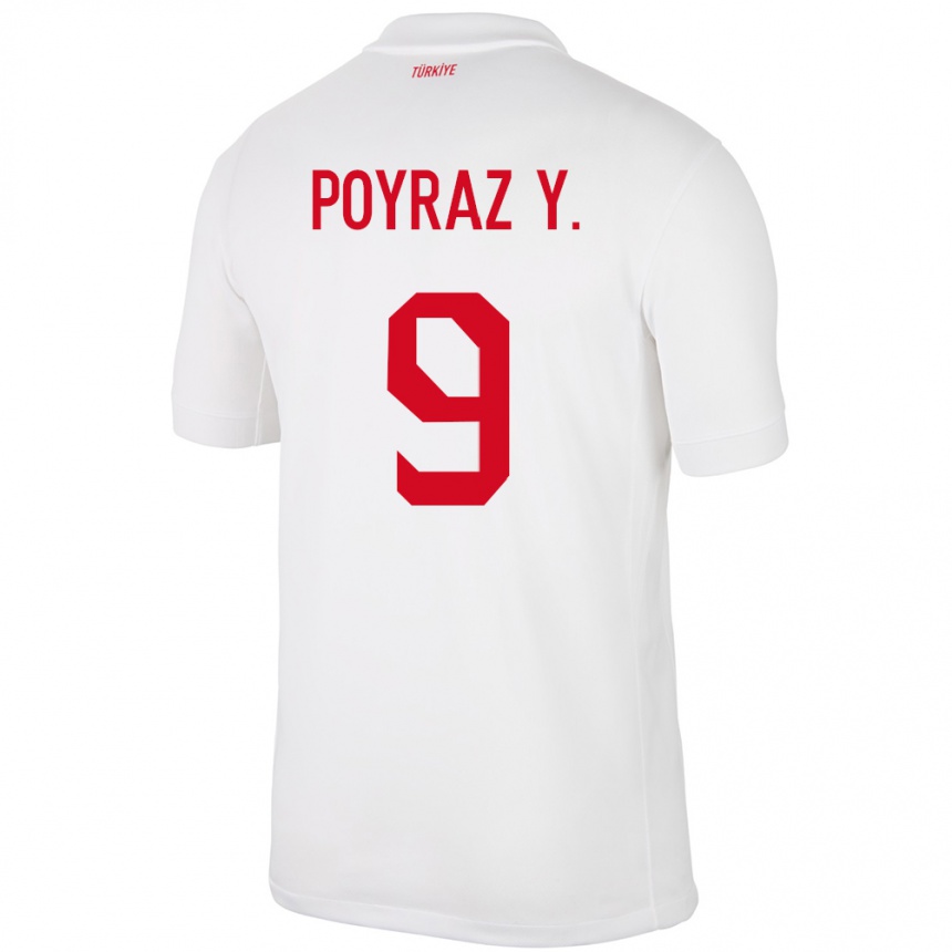 ילדים כדורגל טורקיה Poyraz Yıldırım #9 לבן ג'רזי ביתית 24-26