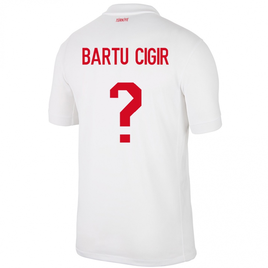 ילדים כדורגל טורקיה Can Bartu Çığır #0 לבן ג'רזי ביתית 24-26