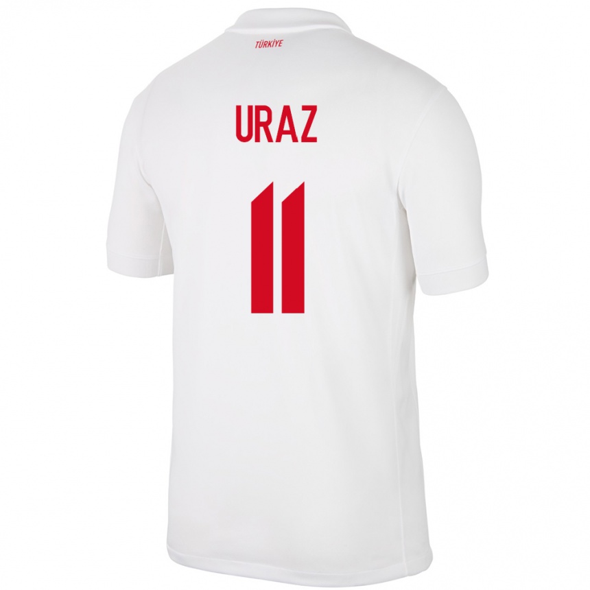 ילדים כדורגל טורקיה Yağmur Uraz #11 לבן ג'רזי ביתית 24-26