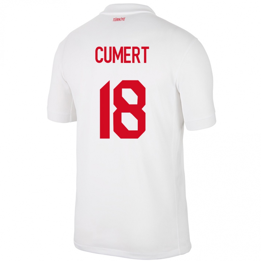 ילדים כדורגל טורקיה Ecem Cumert #18 לבן ג'רזי ביתית 24-26