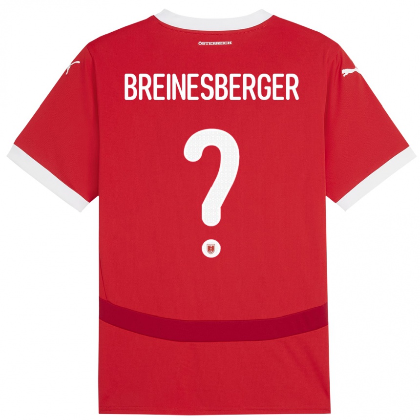 ילדים כדורגל אוסטריה Christoph Breinesberger #0 אָדוֹם ג'רזי ביתית 24-26