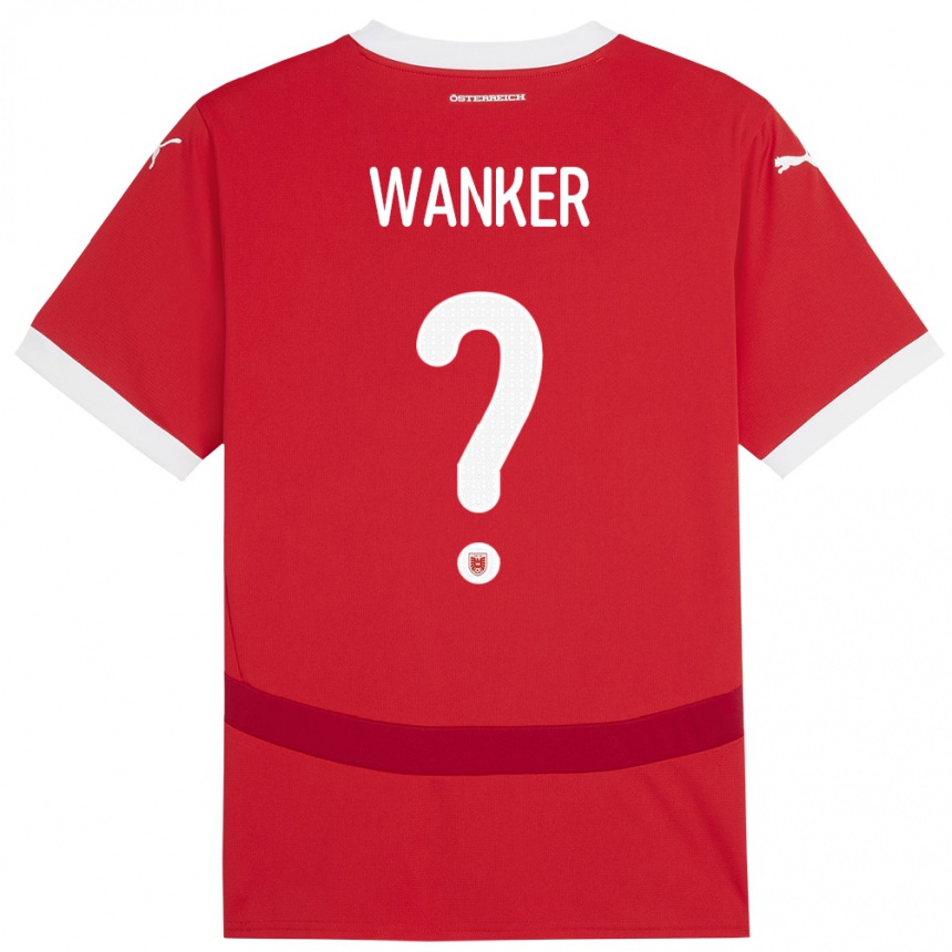ילדים כדורגל אוסטריה Jakob Wanker #0 אָדוֹם ג'רזי ביתית 24-26