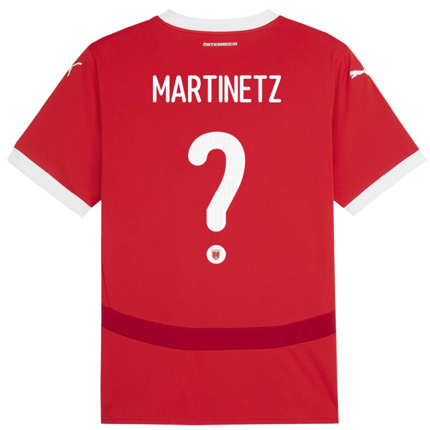 ילדים כדורגל אוסטריה Gregor Martinetz #0 אָדוֹם ג'רזי ביתית 24-26
