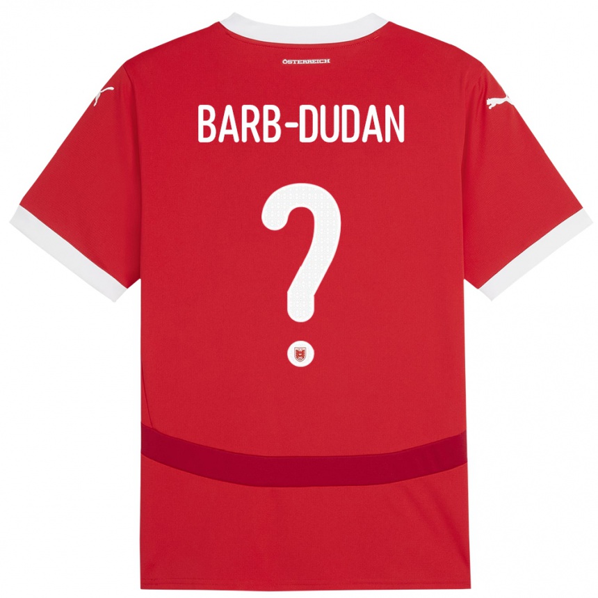ילדים כדורגל אוסטריה Marco Barb-Dudan #0 אָדוֹם ג'רזי ביתית 24-26