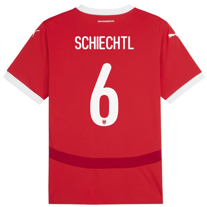 ילדים כדורגל אוסטריה Katharina Schiechtl #6 אָדוֹם ג'רזי ביתית 24-26