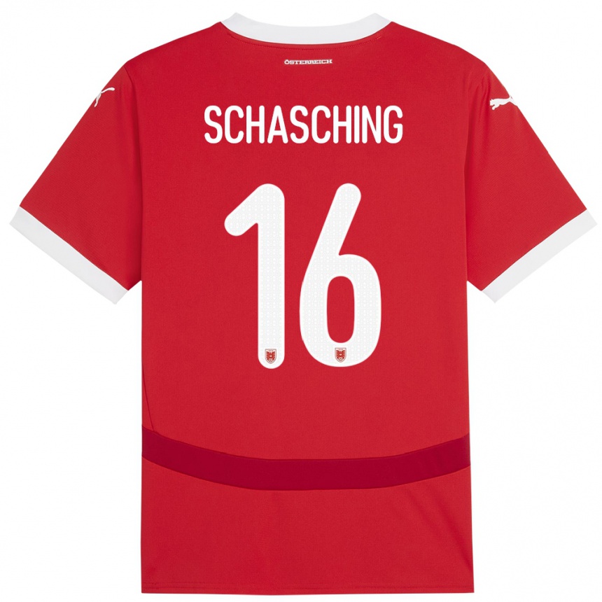 ילדים כדורגל אוסטריה Annabel Schasching #16 אָדוֹם ג'רזי ביתית 24-26