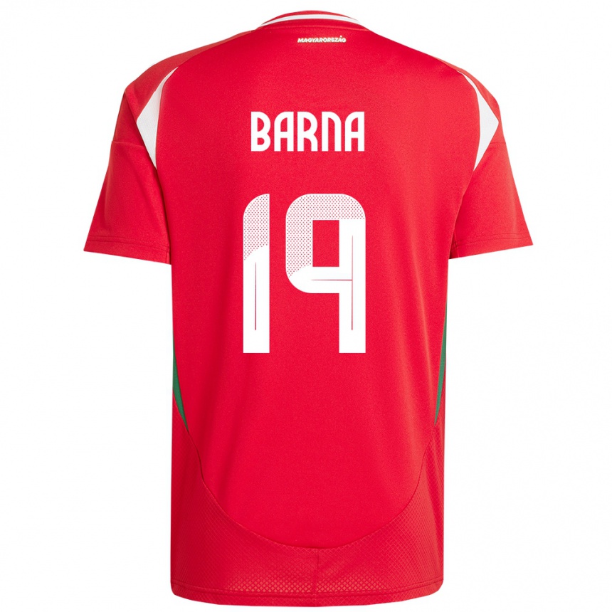 ילדים כדורגל הונגריה Daniel Barna #19 אָדוֹם ג'רזי ביתית 24-26