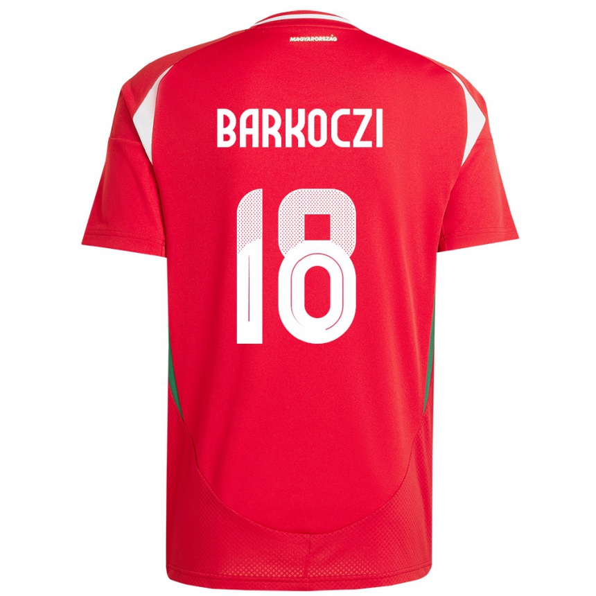 ילדים כדורגל הונגריה Barnabás Barkóczi #18 אָדוֹם ג'רזי ביתית 24-26