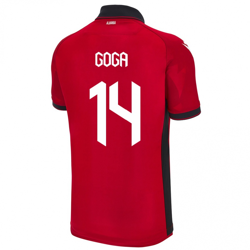 ילדים כדורגל אלבניה Ergi Goga #14 אָדוֹם ג'רזי ביתית 24-26