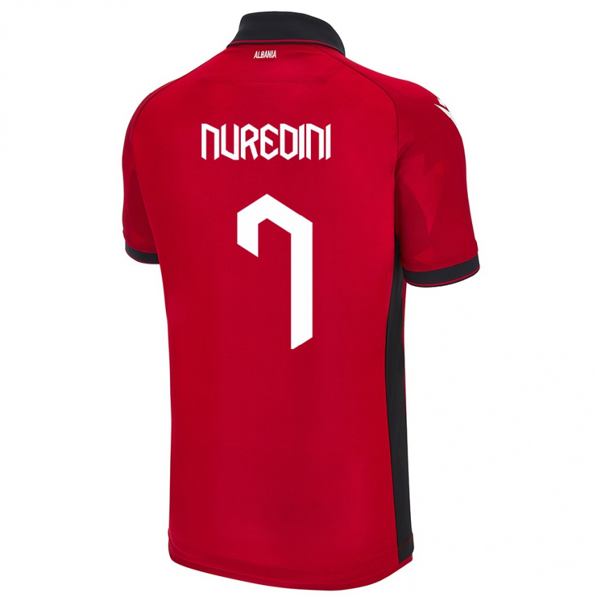 ילדים כדורגל אלבניה Joi Nuredini #7 אָדוֹם ג'רזי ביתית 24-26