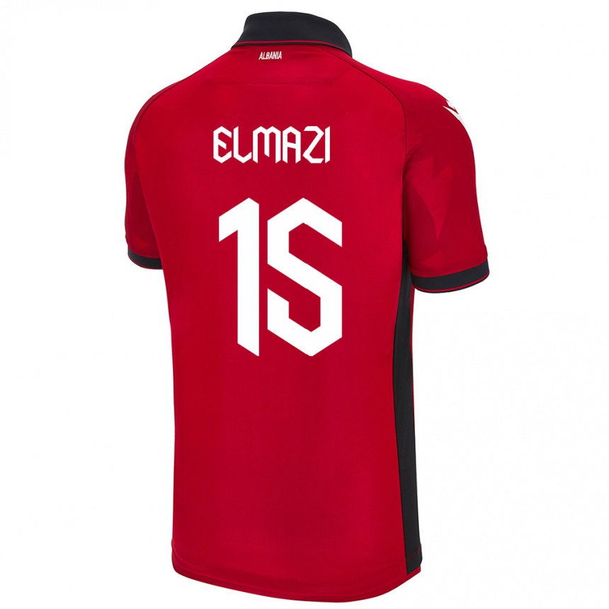 ילדים כדורגל אלבניה Enea Elmazi #15 אָדוֹם ג'רזי ביתית 24-26