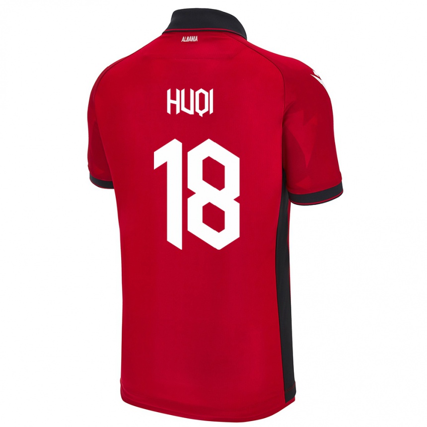 ילדים כדורגל אלבניה Mattia Huqi #18 אָדוֹם ג'רזי ביתית 24-26