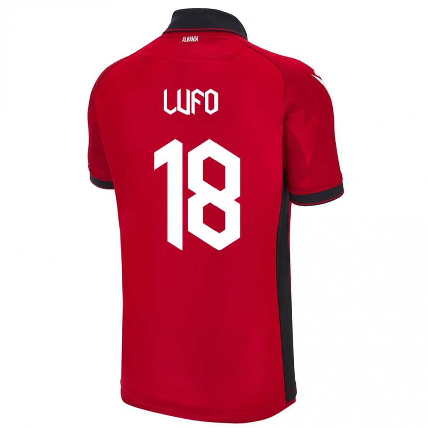 ילדים כדורגל אלבניה Esi Lufo #18 אָדוֹם ג'רזי ביתית 24-26