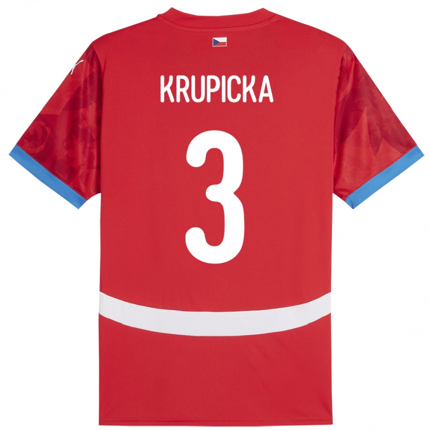 ילדים כדורגל צ'כיה David Krupicka #3 אָדוֹם ג'רזי ביתית 24-26