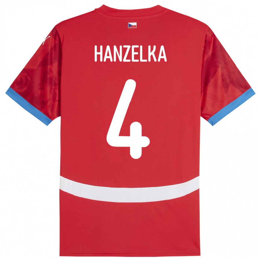 ילדים כדורגל צ'כיה Denis Hanzelka #4 אָדוֹם ג'רזי ביתית 24-26