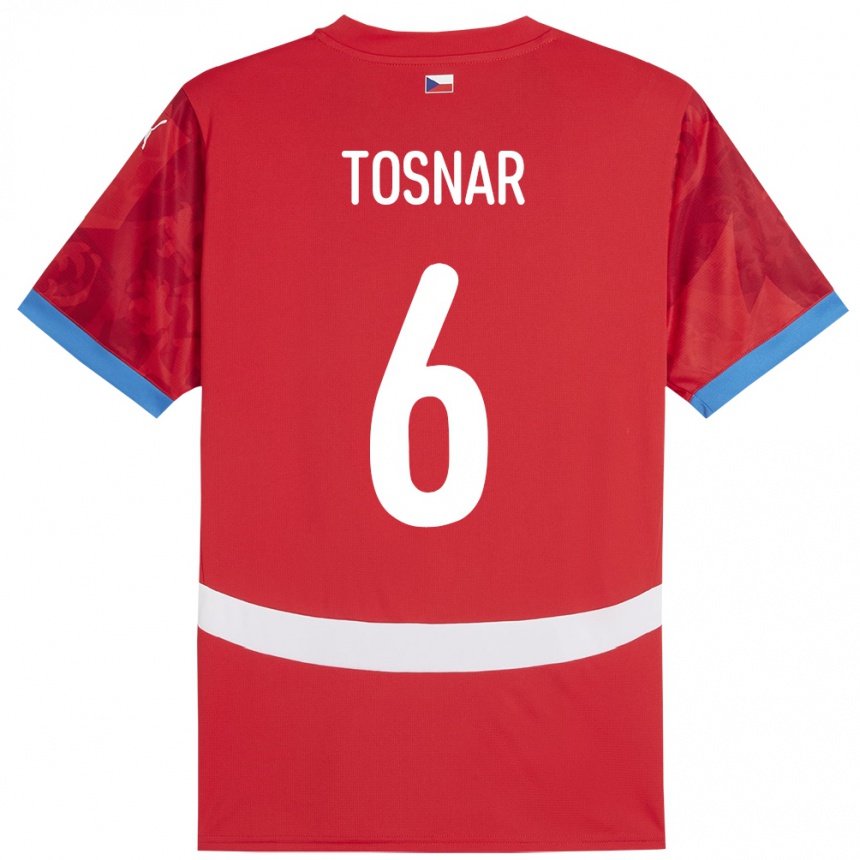 ילדים כדורגל צ'כיה Jakub Tosnar #6 אָדוֹם ג'רזי ביתית 24-26