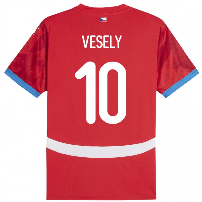 ילדים כדורגל צ'כיה David Vesely #10 אָדוֹם ג'רזי ביתית 24-26