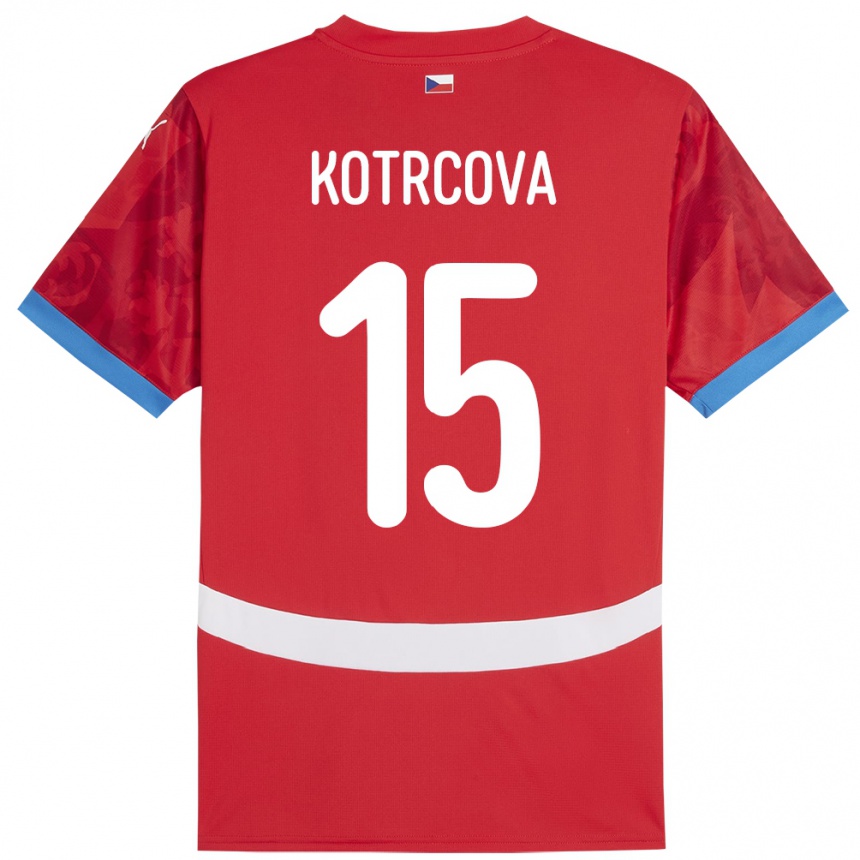 ילדים כדורגל צ'כיה Kateřina Kotrčová #15 אָדוֹם ג'רזי ביתית 24-26