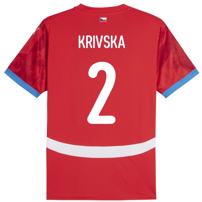 ילדים כדורגל צ'כיה Karolína Křivská #2 אָדוֹם ג'רזי ביתית 24-26