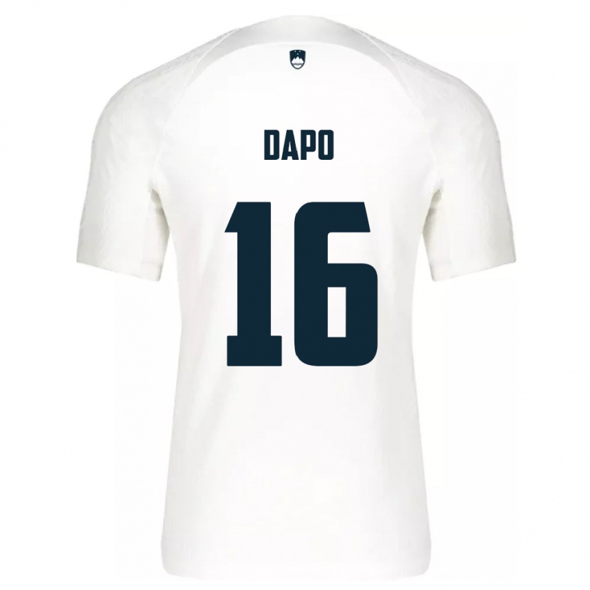 ילדים כדורגל סלובניה Jan Dapo #16 לבן ג'רזי ביתית 24-26