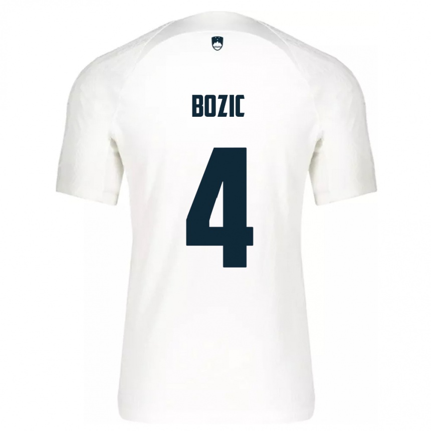 ילדים כדורגל סלובניה Viktor Bozic #4 לבן ג'רזי ביתית 24-26