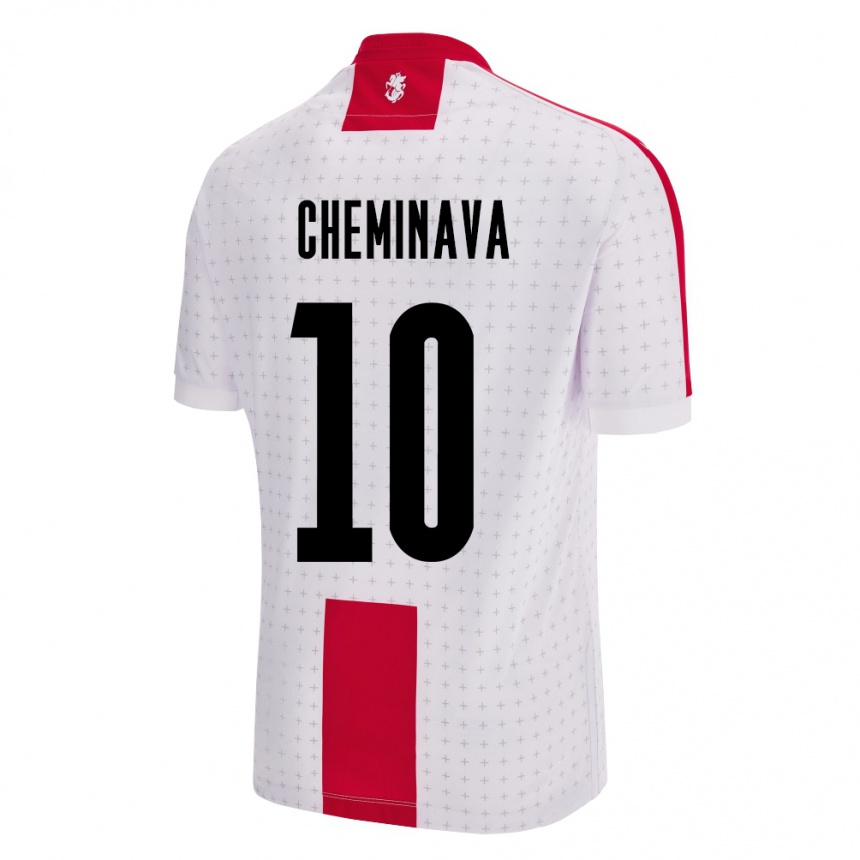 ילדים כדורגל גאורגיה Ana Cheminava #10 לבן ג'רזי ביתית 24-26