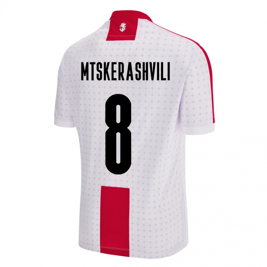 ילדים כדורגל גאורגיה Lizi Mtskerashvili #8 לבן ג'רזי ביתית 24-26
