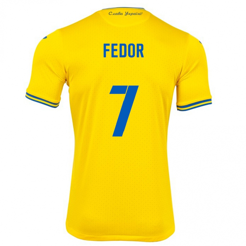 ילדים כדורגל אוקראינה Oleg Fedor #7 צהוב ג'רזי ביתית 24-26