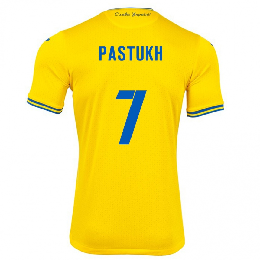 ילדים כדורגל אוקראינה Yevgeniy Pastukh #7 צהוב ג'רזי ביתית 24-26