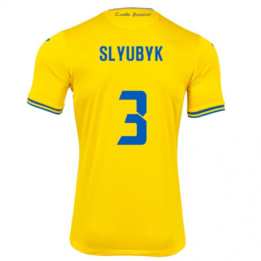 ילדים כדורגל אוקראינה Bogdan Slyubyk #3 צהוב ג'רזי ביתית 24-26