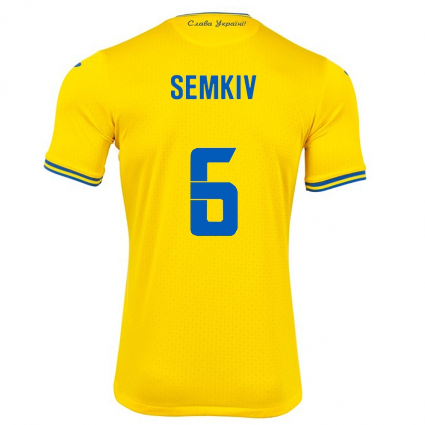 ילדים כדורגל אוקראינה Dayana Semkiv #6 צהוב ג'רזי ביתית 24-26