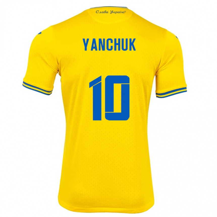 ילדים כדורגל אוקראינה Polina Yanchuk #10 צהוב ג'רזי ביתית 24-26