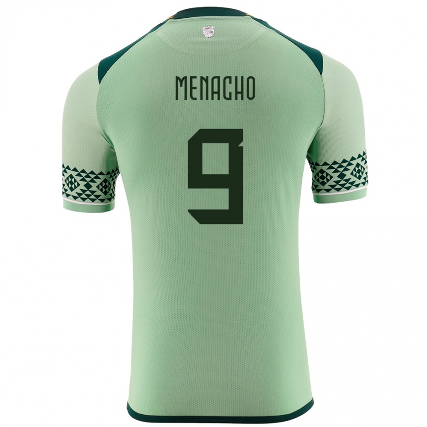 ילדים כדורגל בוליביה Cesar Menacho #9 ירוק בהיר ג'רזי ביתית 24-26
