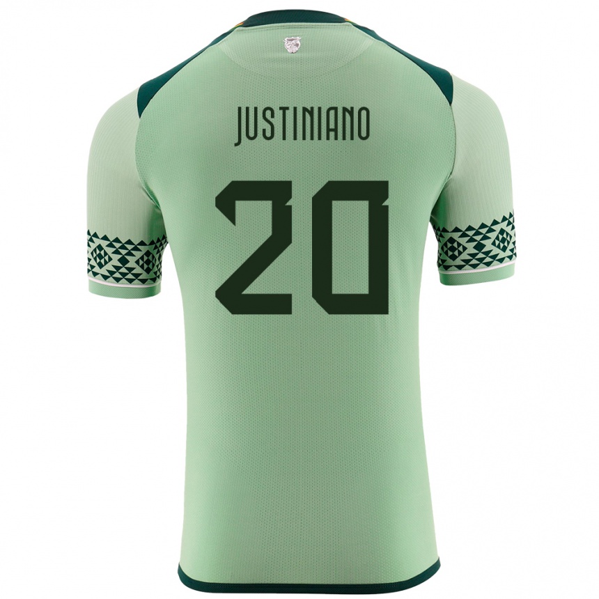 ילדים כדורגל בוליביה Leonardo Justiniano #20 ירוק בהיר ג'רזי ביתית 24-26