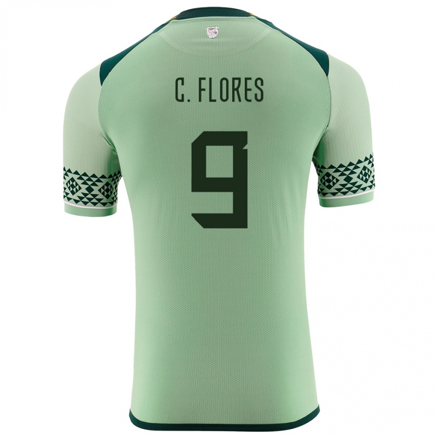 ילדים כדורגל בוליביה Cesar Flores #9 ירוק בהיר ג'רזי ביתית 24-26