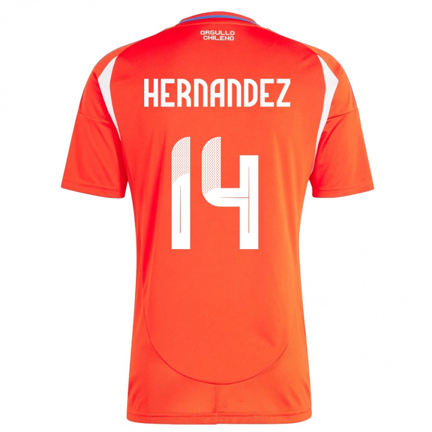 ילדים כדורגל צ'ילה Leandro Hernández #14 אָדוֹם ג'רזי ביתית 24-26