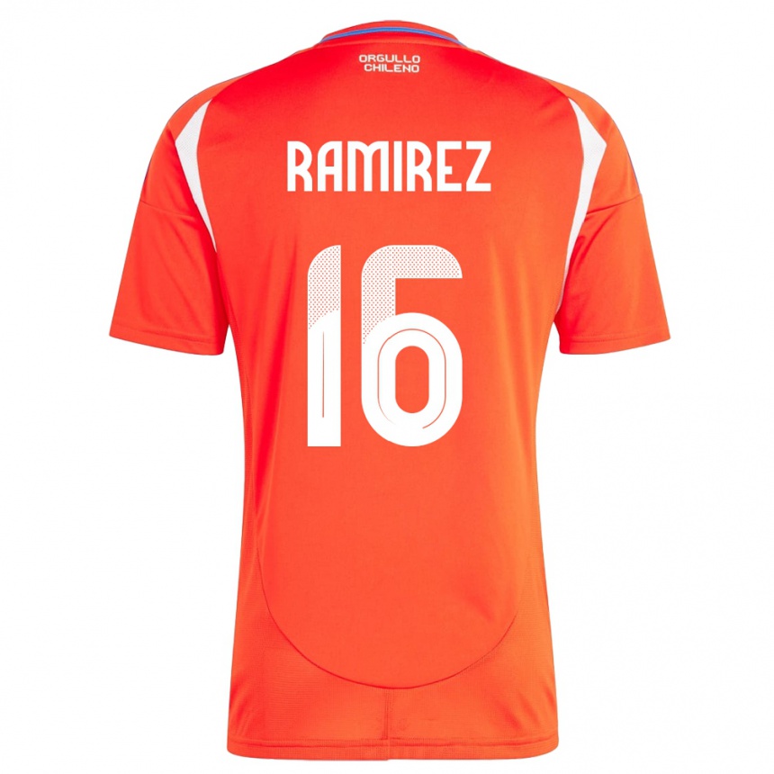 ילדים כדורגל צ'ילה Vicente Ramírez #16 אָדוֹם ג'רזי ביתית 24-26