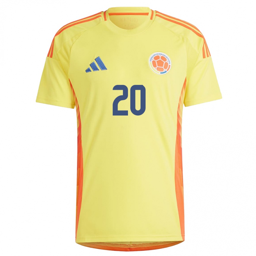 ילדים כדורגל קולומביה Brayan Caicedo #20 צהוב ג'רזי ביתית 24-26