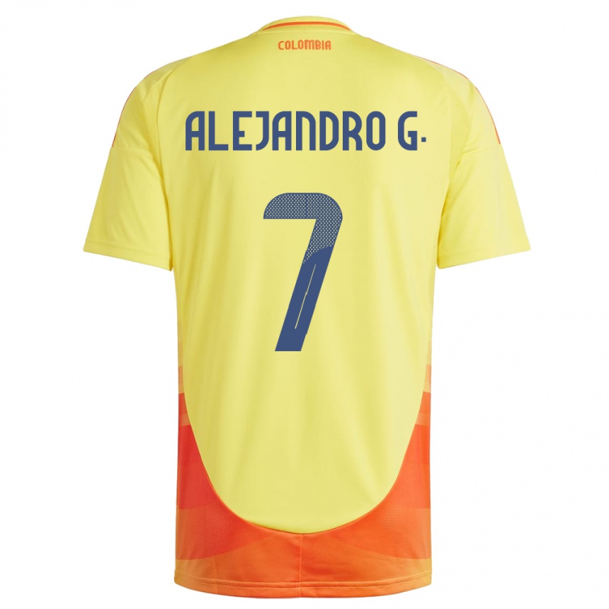ילדים כדורגל קולומביה Alejandro García #7 צהוב ג'רזי ביתית 24-26