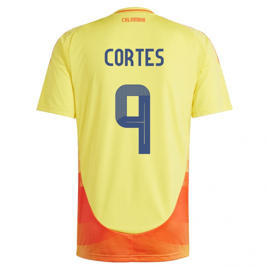 ילדים כדורגל קולומביה Carlos Cortés #9 צהוב ג'רזי ביתית 24-26
