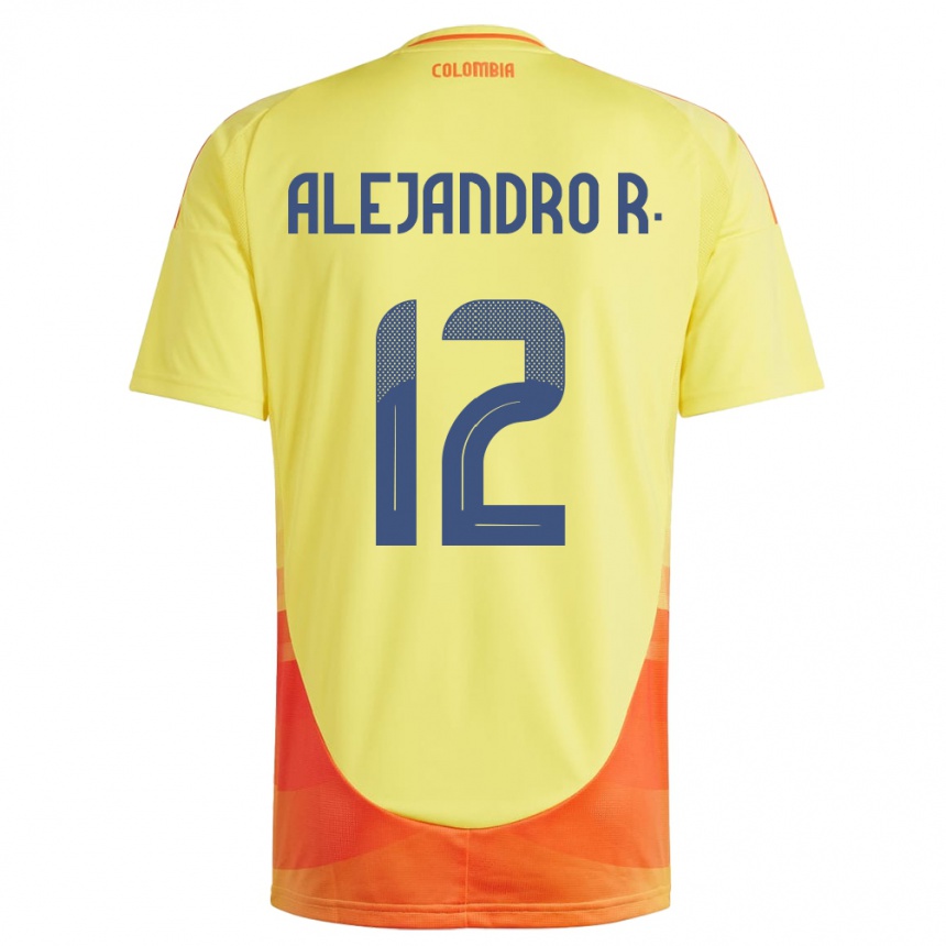 ילדים כדורגל קולומביה Alejandro Rodríguez #12 צהוב ג'רזי ביתית 24-26