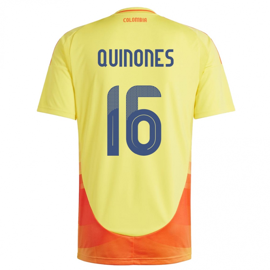 ילדים כדורגל קולומביה Nelson Quiñónes #16 צהוב ג'רזי ביתית 24-26